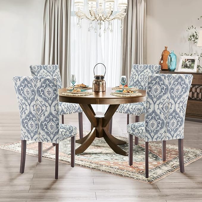 Parsons Dining Chairs Set of 2, Upholstered Nailhead Dining Room Kitchen Side...