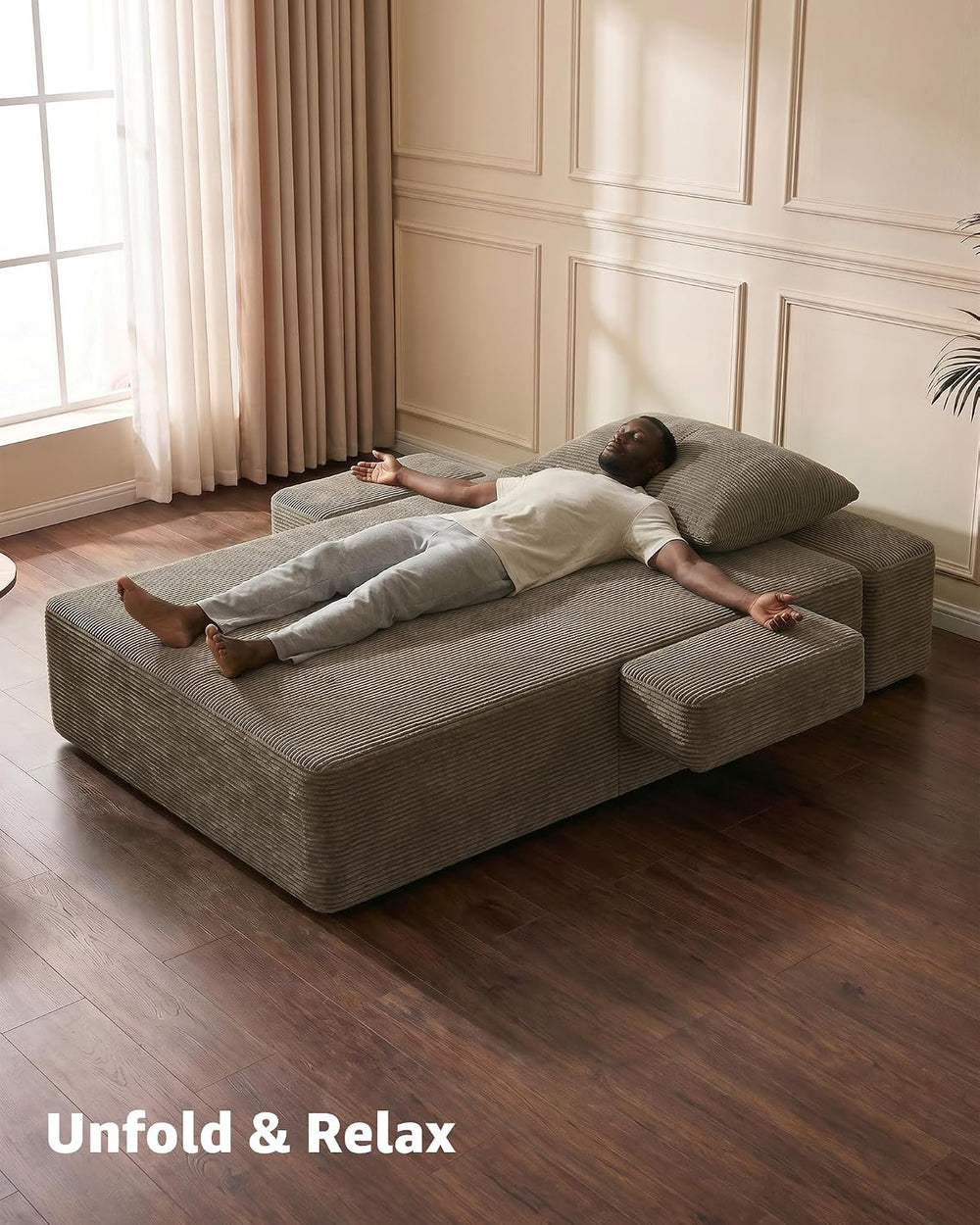 79.5" Oversized Boneless Chaise Lounge, Chaise Lounge Chair Indoor, Brown