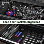 WORKPRO Magnetic Socket Organizer, 1/4-Inch Drive Aluminum Alloy Socket Rail, Heavy Duty Socket Holder, Socket Rack Kit 1/4-Inch x 12 Clips Green (Socket not Included)