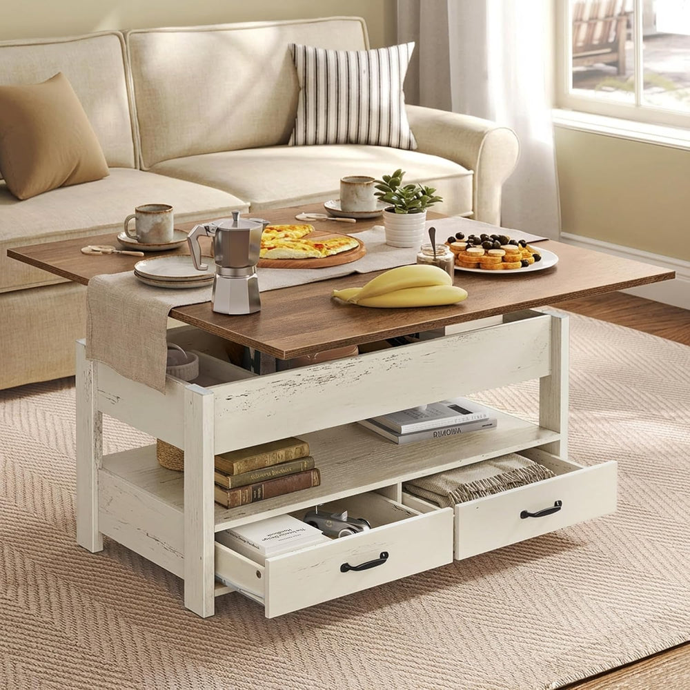 VASAGLE Coffee Table Lift Top, 3 in 1 Center Table with Storage, Gas Spring, ...
