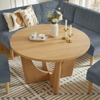 Round Dining Table Set with Loveseat & Chairs, 47 Inch Farmhouse 5-Piece Round Table Setting for 4 to 6, Wood Circle Table and Chairs Set for Kitchen,Breakfast Nook, Indoor Conversational Seating