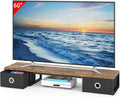 YAOHUOO 45" Large TV Riser with Fabric Drawers for 32-60 inch TV | TV Stand Riser with Steel Legs, Tabletop TV Riser Shelf, Monitor Stand Riser for Home Office,Rustic Brown