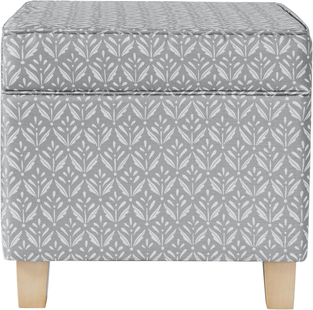 HomePop 18" Classic Square Storage Ottoman - Light Grey Print