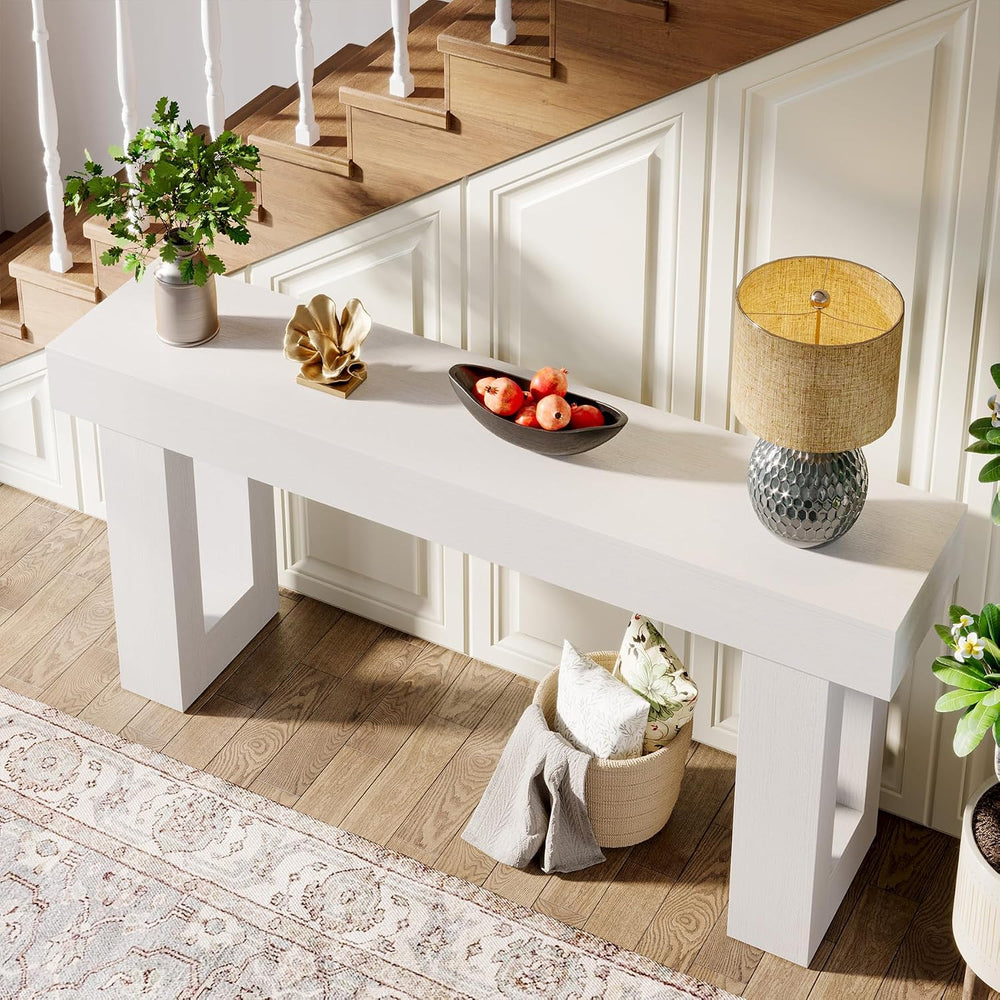 Tribesigns 63-Inch Long Console Table, Farmhouse Wooden Sofa Table Behind The...