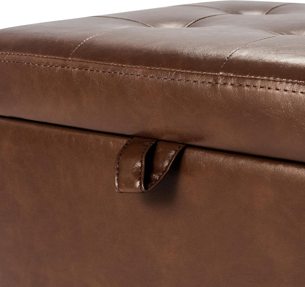 Asense 17 Inch Storage Ottoman Foot Rest,Square Faux Leather Foot Stool,Small...