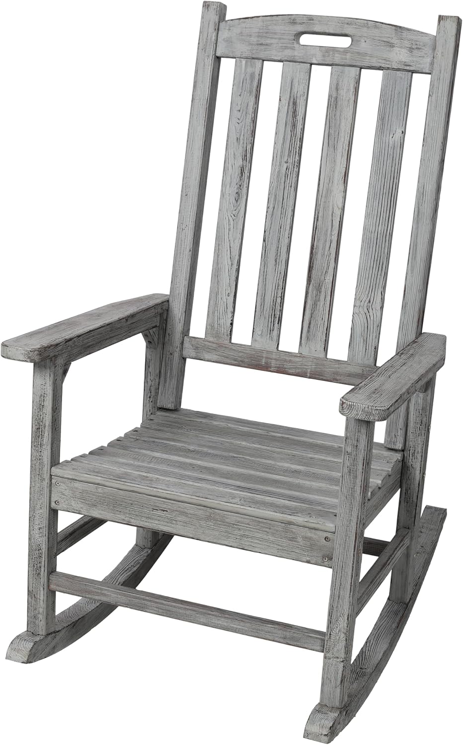 Oversized Wooden Porch Rocker Chair: Classic Fir Wood Design with 21-Inch Wid...