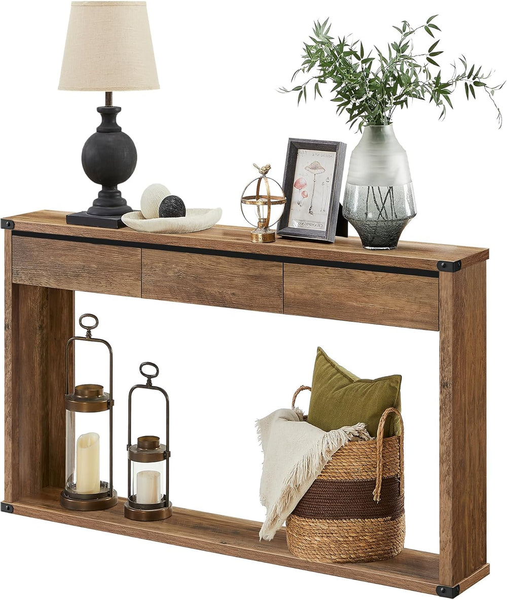 VASAGLE 47.2" Console Table with 3 Drawers, Entryway Table, Bottom Shelf...