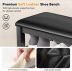 Taitiy Shoe Bench with 3 Tier Adjustable Shelves Rubberwood Entryway 47.2'' | Hallway organizer, solid wood design, removable shelves, space saving storage, perfect for front doors, family spaces