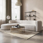Acanva Luxury Modern Tight Curved Back Velvet Sofa, Minimalist Style Comfy Couch for Living Room Apartment, L-Shaped Sectional with Left Chaise, Cream
