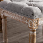 chairus Fabric Upholstered Dining Bench - Classic Entryway Ottoman Bench Bedroom Bench with Rustic Wood Legs - Gray