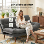 Marsail 66" Futon Sofa Bed, Convertible Corduroy Futon Couch with Adjustable Backrest & Armrests, Small Sleeper Sofa Loveseat for Living Room, Apartment, Office, Grey