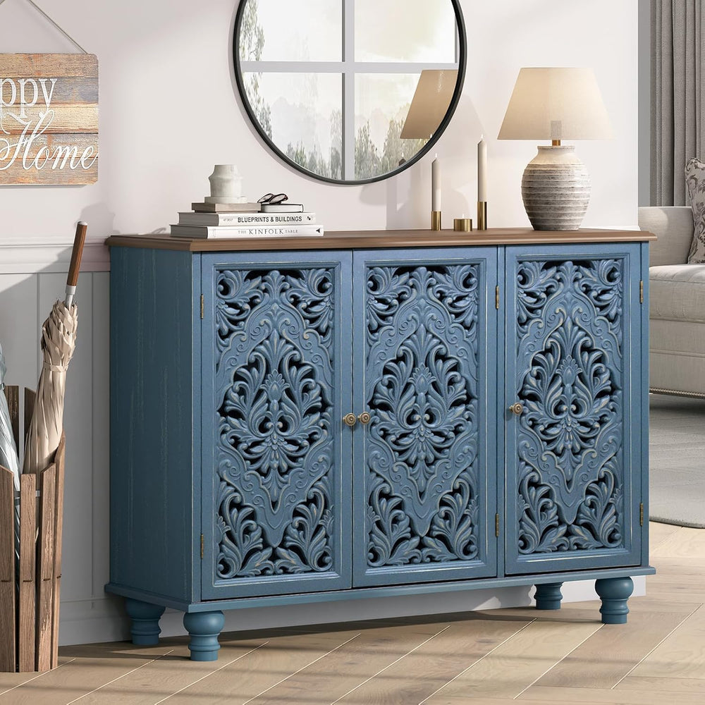 Jiansu furni Sideboard Buffet Cabinet with Storage, Accent Cabinet with 3 Doo...