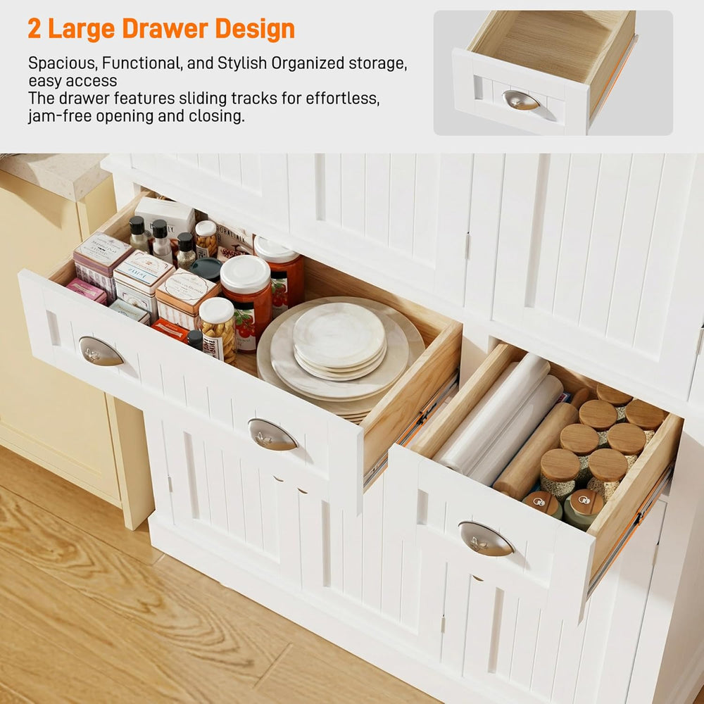 71" Tall Kitchen Cabinet Pantry Storage,Modern Kitchen Hutch Cabinet wit...