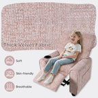 INFANS Kids Recliner, Toddler Lounge Chair with Adjustable Backrest Footrest Cup Holder Side Pockets, Velvet Leather Toddler Couch