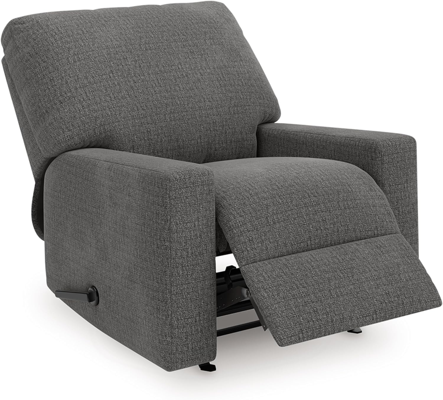 Signature Design by Ashley Revenna Manual Rocker Recliner, Greystone | 100% polyester menswear chenille fabric, Track arm style, Living room and lounge spaces