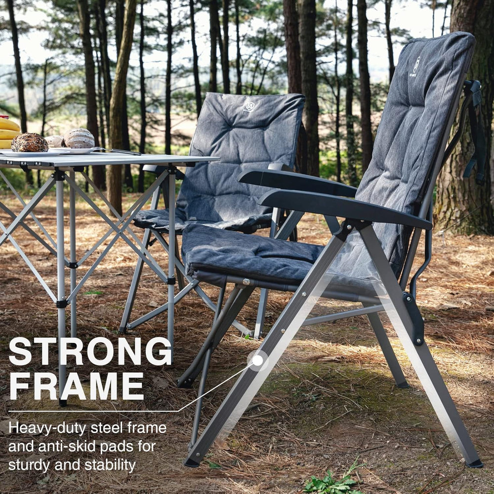 EVER ADVANCED Luxury Camping Chairs 2 Set for Adults Heavy Duty High Back Ove...