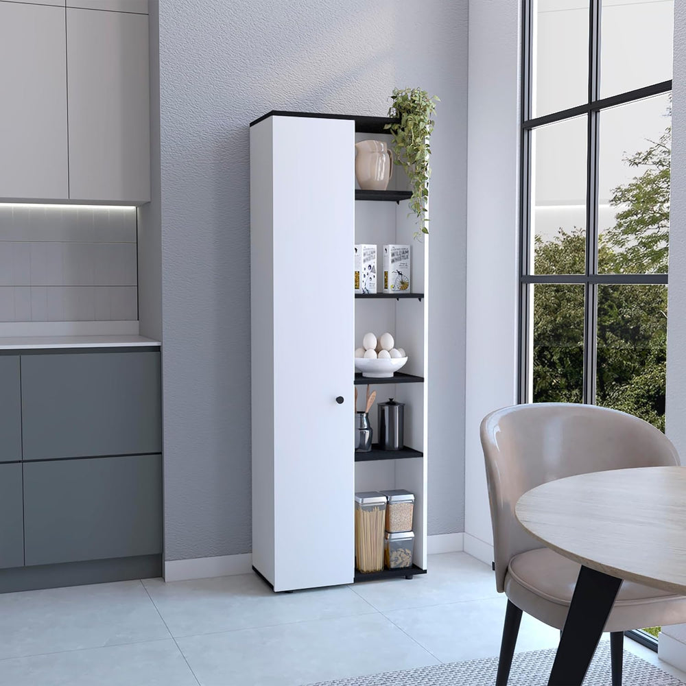 23.6" D*11.8" W*66.9" H White Corner Kitchen Pantry, 8 Black S...