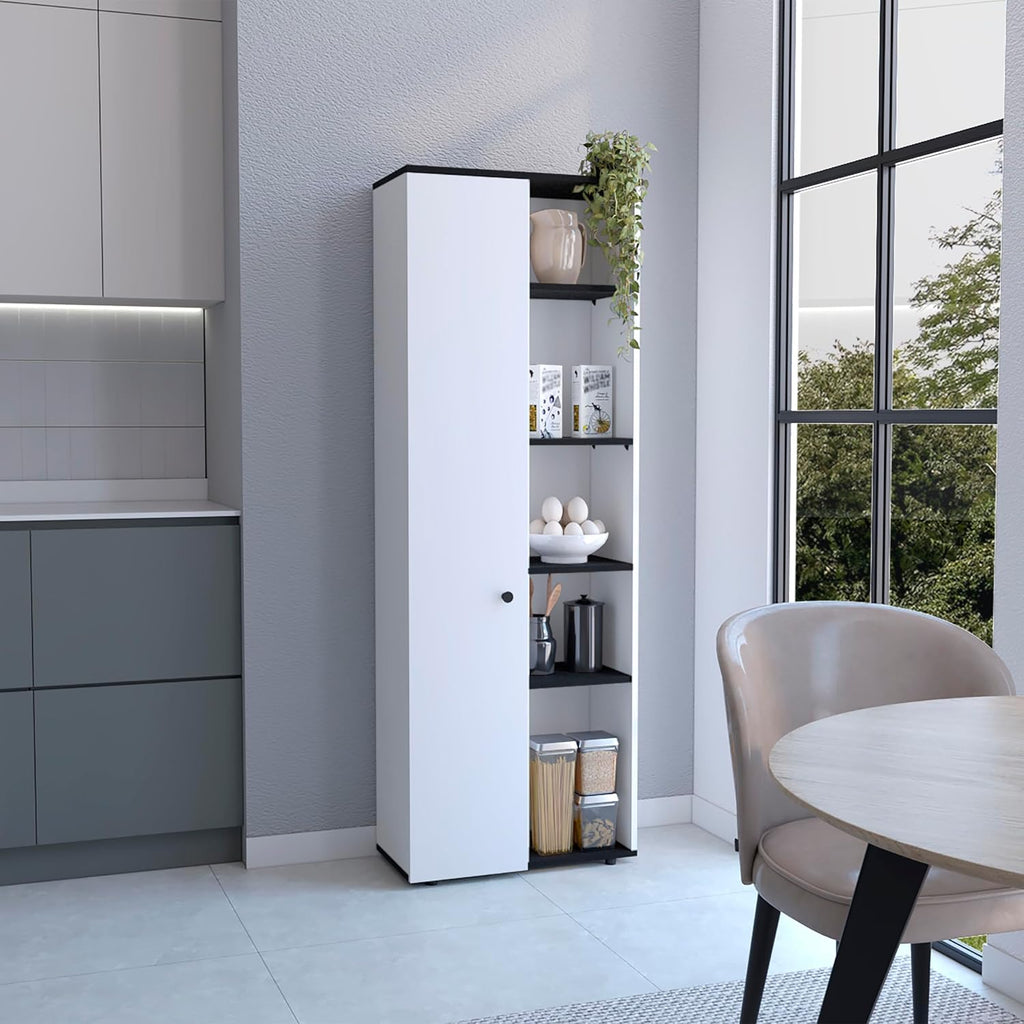 Modern Kitchen Pantry, Storage Cabinet with 5 Shelves, Engineered Wood, for Dining Room, Easy to Clean