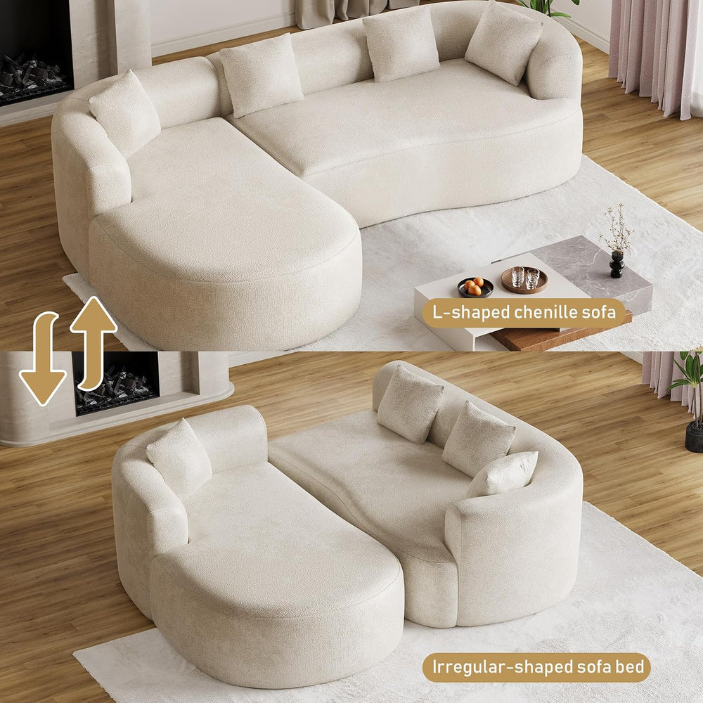 Luxury Modern Tight Curved Back Sofa, 111" Minimalist Style Comfy Couch ...