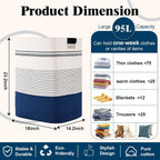 Laundry Hamper, 95L Tall Laundry Basket with Leather Handles, Rectangle Large Clothes Hamper for Organizing, Cotton Woven Laundry Baskets Storage Hampers for Bedroom, Nursery, Living Room