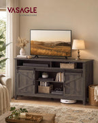 VASAGLE Tall Farmhouse TV Stand, Entertainment Center with Barn Doors, Storage Media Console Cabinet for Living Room, Bedroom, 58.3 x 15.7 x 31.9 Inch, Taupe Brown, LIRY Collection ULTV031T101S