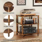 LELELINKY 3-Tier AV Media Player Stand, Brown Stereo Cabinet, Modern Stereo Cabine,Game Console Shelf,Wooden TV Stand,Multifunctional Entertainment Center, Suitable for Home, Conference Room