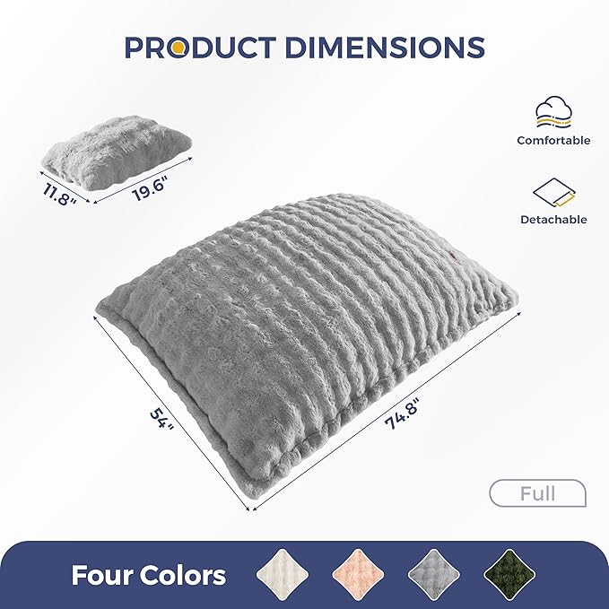 MAXYOYO Giant Bean Bag Chair with Pillow, 3 in 1 Convertible Bean Bag Chair for Adults with Removable Cover, Floor Cushion Stuffed Floor Lounger for Living Room Bedroom, Bubble Grey