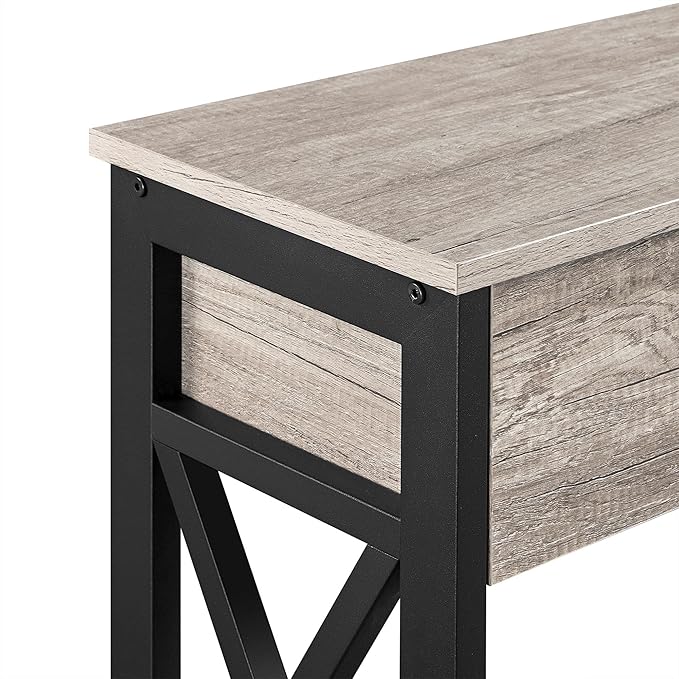 Yaheetech TV Stand, Entertainment Center with Drawer, Media Console Table for TV up to 45 inch, TV Console Table with Open Storage Shelves for Living Room/Hallway, Metal Frame, Grey