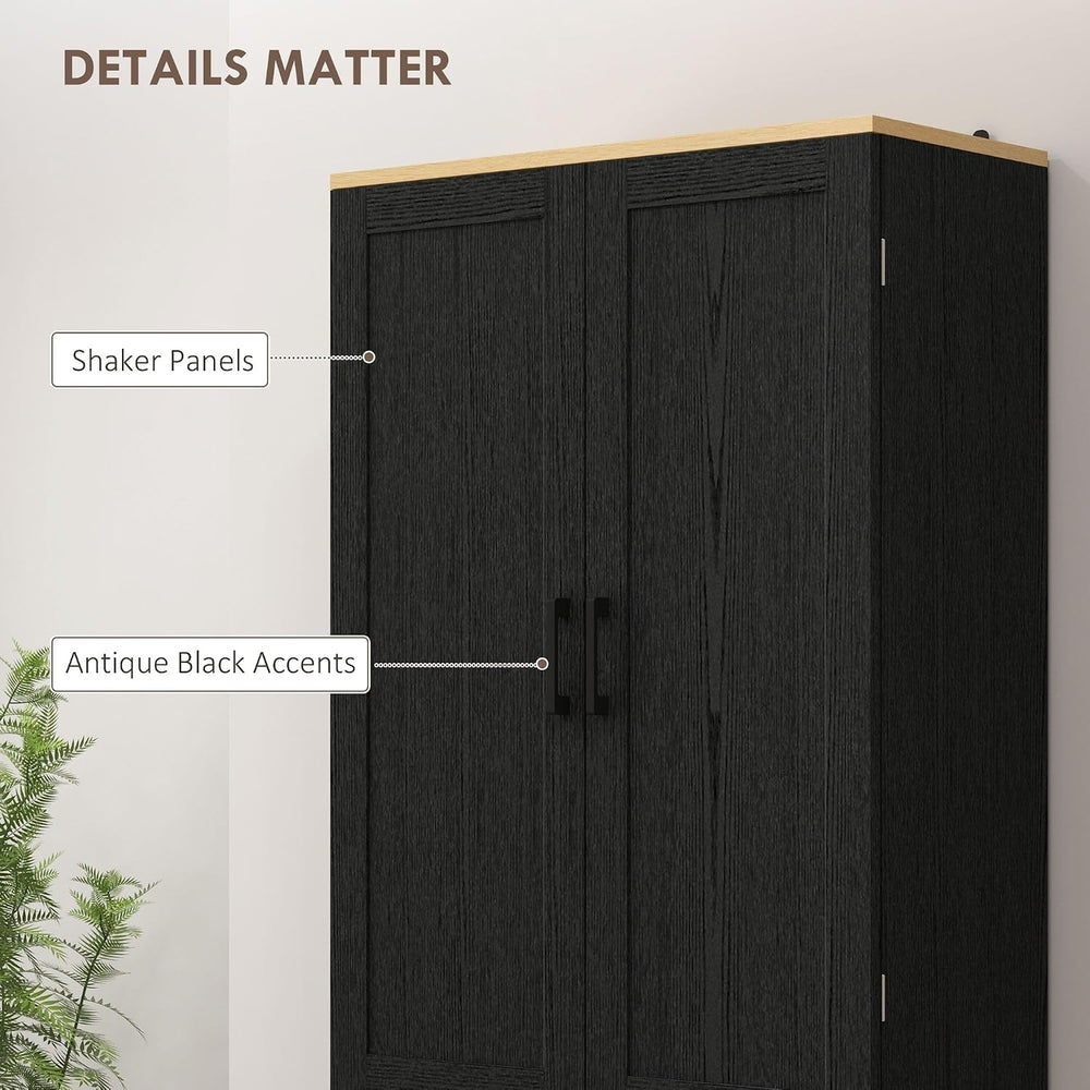 4-Door Industrial Freestanding Kitchen Pantry Cabinet with Multiple Adjustabl...