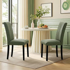 VECELO Upholstered Dining Chairs Set of 2, Modern PU Leather and Solid Wood Legs & High Back for Kitchen/Living Room- Green