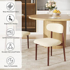 Wooden Dining Chair Set of 1, Modern Dining Chairs with with Curved Back, Fabric Upholstered Kitchen Dining Room Chairs with Adjustable Legs for Farmhouse Dining Living Room,Beige