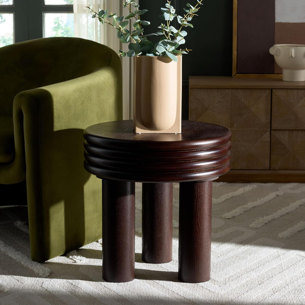 SAFAVIEH Home Collection – Ohana Dark Brown Accent Table, Sculptural Round Si...