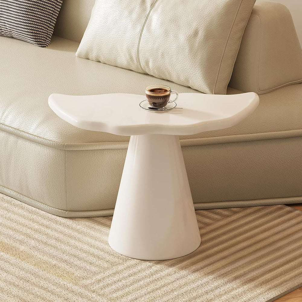 Guyii Irregular End Table, Cream White Side Table, Small Shark Fin Sofa Table...