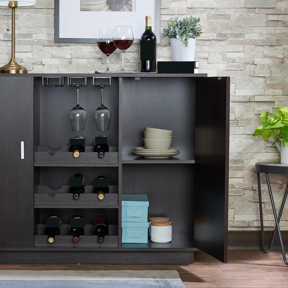 Wine Cabinet with Storage Shelves, Kitchen Wine Sideboard Cupboard Pantry Cab...