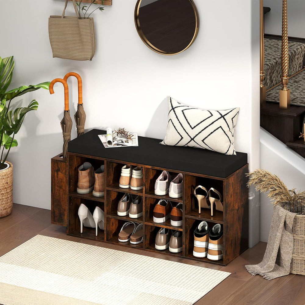Giantex Shoe Storage Bench with Umbrella Stand, 10-Cubby Entryway Shoe Rack O...
