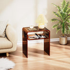 Clear Acrylic End Table 2-Tier Bedside Nightstand for Living Room Bedroom (1, Dark Brown)