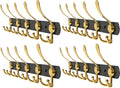 Coat Rack Wall Mount with 5 Tri Hooks, Stainless Steel 16 Inch – Black & Gold Matte Finish, Heavy Duty Wall Mounted Hook Rack for Coats, Hats, Towels, Scarfs, Robes, Bags, Entryway & Bathroom, 4 Pack