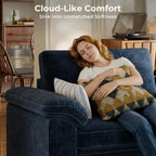 Cloud Couch Sectional, 6 Seater with Console, Chenille in Navy Blue | Detachable and Washable Cover, Sectional Sofas for Living Room, Deep Seat Wide Couch with Chaise, Storage Ottoman