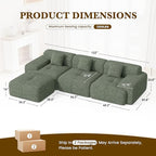 122" L Shaped Convertible Modular Couch, Cloud Couch Sectional with Ottoman, 4-Seater Chenille Boneless Couches for Living Room, Apartment, No Assembly, Green 1PCS