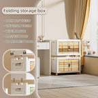 168 QT / 42 Gal Heavy Duty Double Door Storage Cabinet - Magnetic Closure, Foldable Stackable Design with Wheels & Leather Handles, Plastic Organizer for Garage/Bedroom