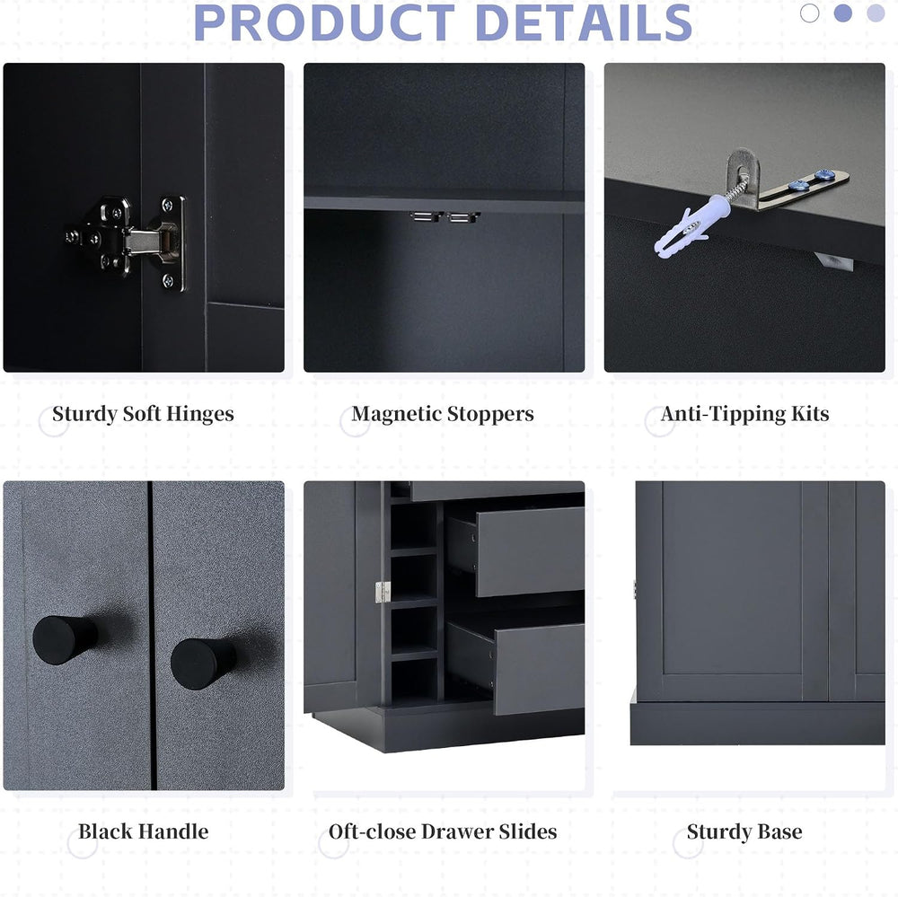 77'' Tall Freestanding Kitchen Pantry, Kitchen Storage Cabinets with ...