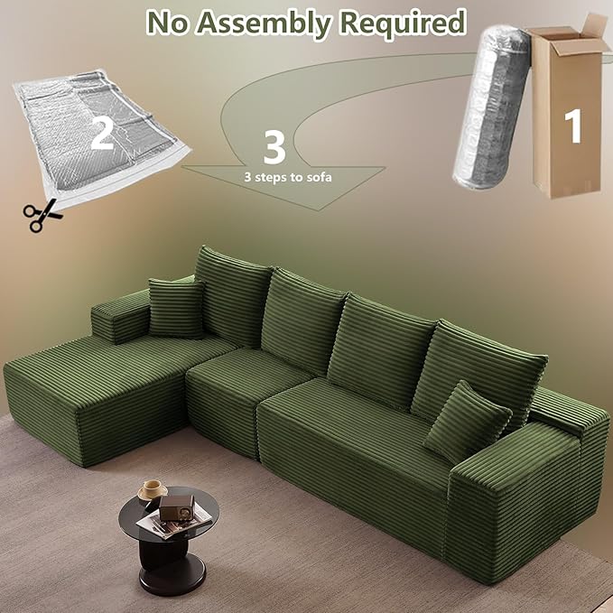 135" Cloud Sectional Couch with L-Shape Chaise, Modern Modular Comfy Sof...
