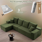135" Cloud Sectional Couch with L-Shape Chaise, Modern Modular Comfy Sofa with Deep Seat, Upholstered Corduroy Couches Sleeper Chaise Longue for Living Room Bedroom, No Assembly Required, Green