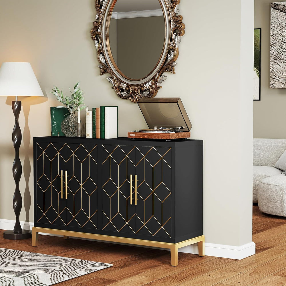 47.8" Storage Accent Cabinet with 4 Doors, Modern Sideboard Buffet Cabin...