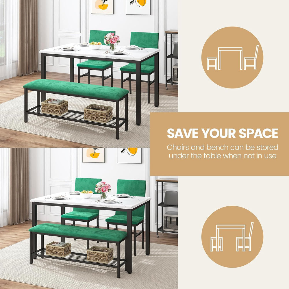 YOFE Dining Table Set for 4,Faux Marble Kitchen Table,Kitchen Table Chairs Se...