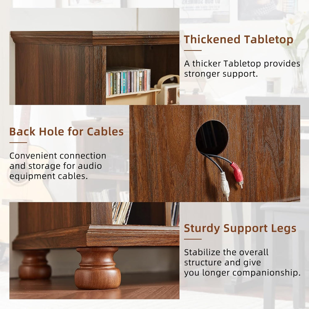Joaxswe Record Player Stand with Charging Station Up to 200 Albums, 24" ...