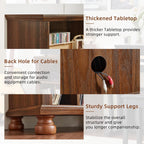 Joaxswe Record Player Stand with Charging Station Up to 200 Albums, 24" Wide Mid-Century Record Player Table with Vinyl Record Storage,Large Wood Turntable Stand Dispaly Cabinet for Living Room,Brown