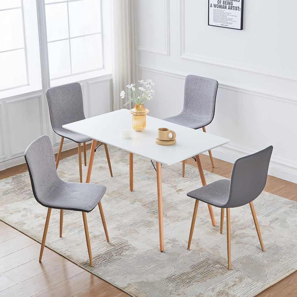 FurnitureR Dining Chairs Set of 4, Fabric Cushion Side Chairs Mid-Back with P...
