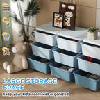 Qaba 3 Tier Kids Storage Unit, 9 Drawer Chest Toy Organizer Plastic Bins for Kids Bedroom Nursery Kindergarten Living Room for Boys Girls Toddlers, Blue