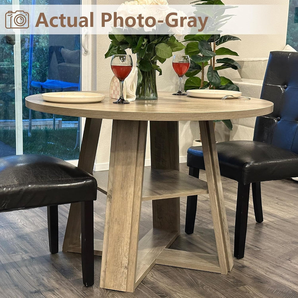 GarveeHome 43.3" Round Dining Table for 2-4 People, Circle Kitchen Table...
